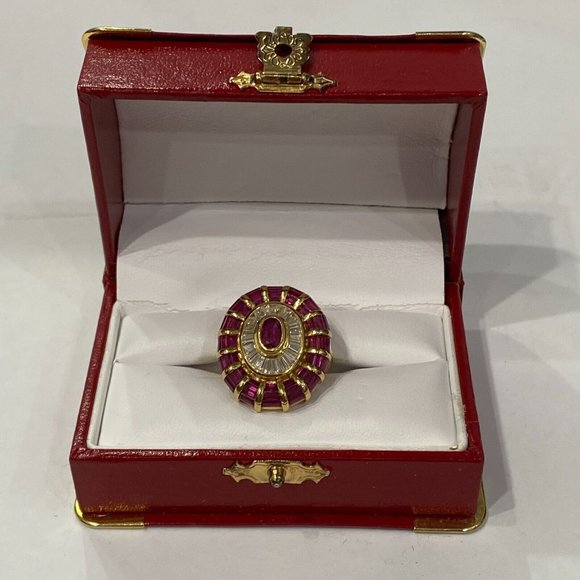 10k VINTAGE ORIGINAL ART DECO 18K GOLD NATURAL DIAMOND AND RUBY RING Size 7 - Picture 2 of 15